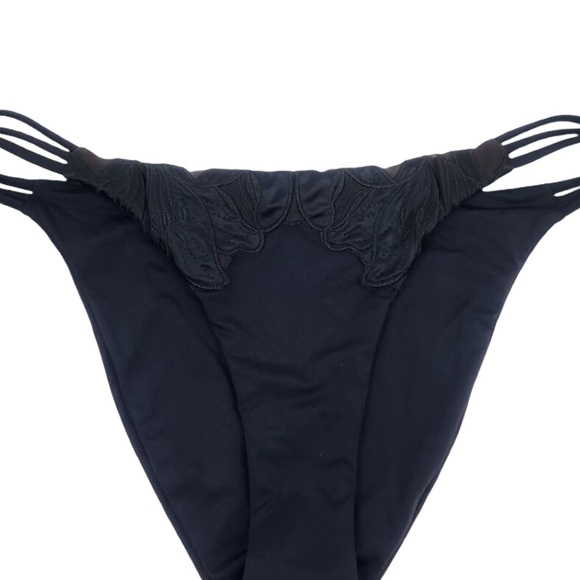 L*Space Claude Classic Black Floral Accent Bikini Swim Bottom NWT Size S - Picture 4 of 8